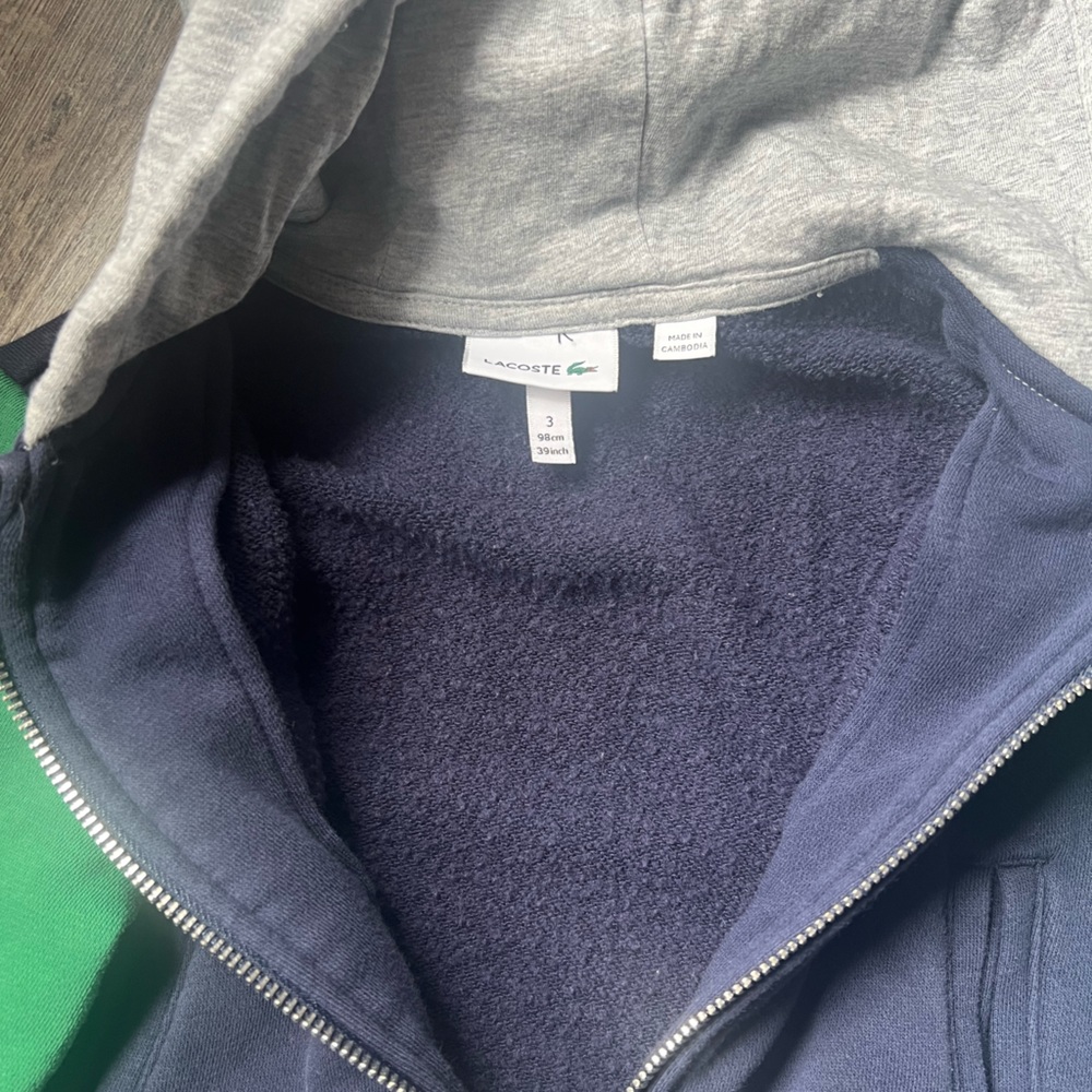 Lacoste Green and Blue Color-Blocked Hoodie - Picture 3 of 4